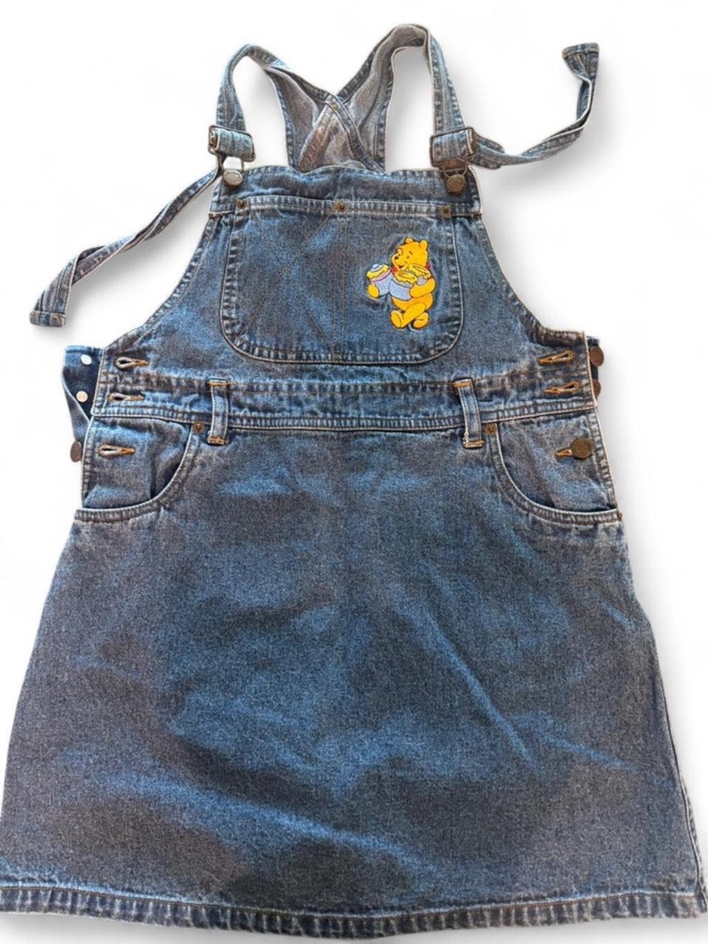 Disney Denim Overall Dress with Yellow Winnie the Pooh Patch